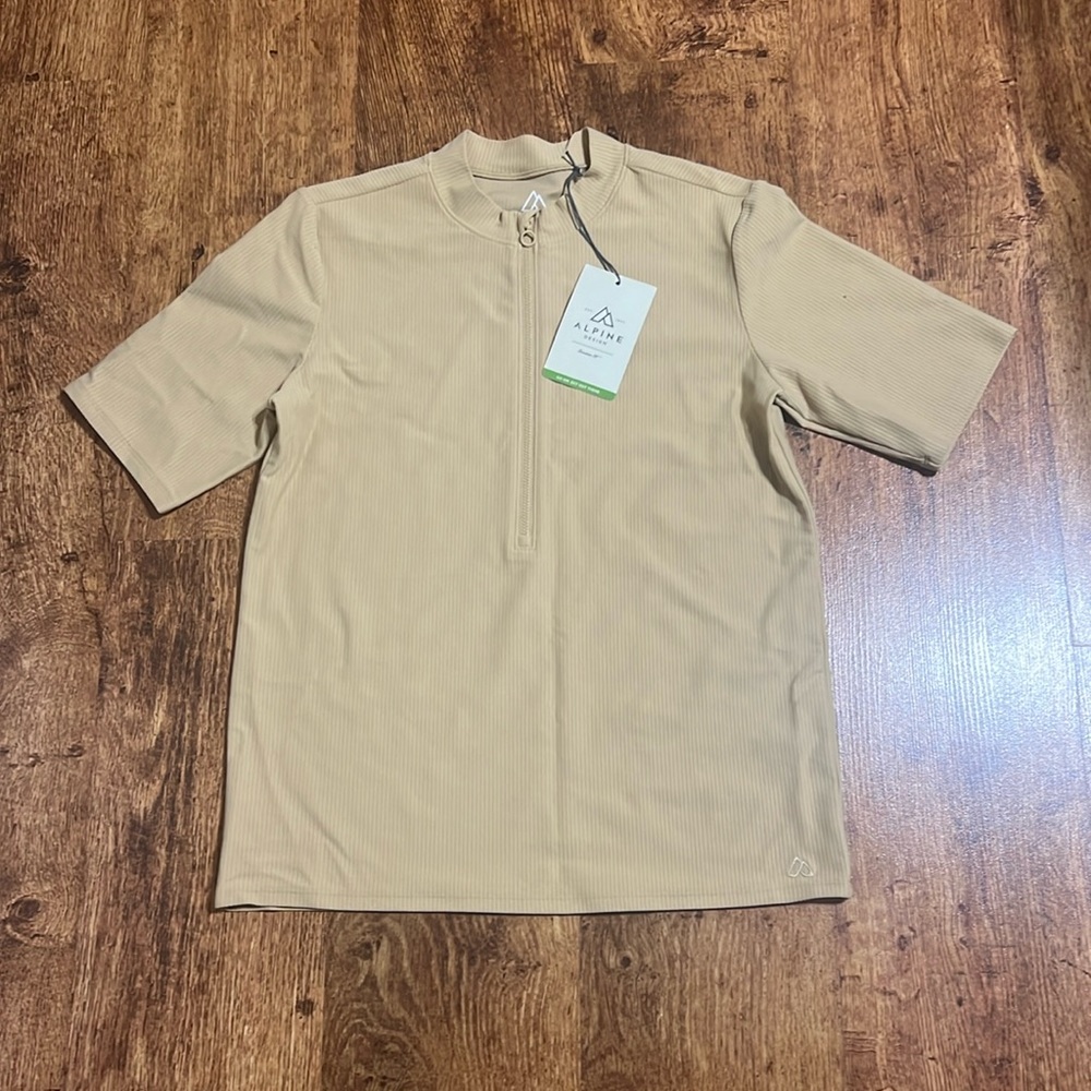 Alpine Design Khaki 1/2 Zip Sleeve Utility Shirt(New)
